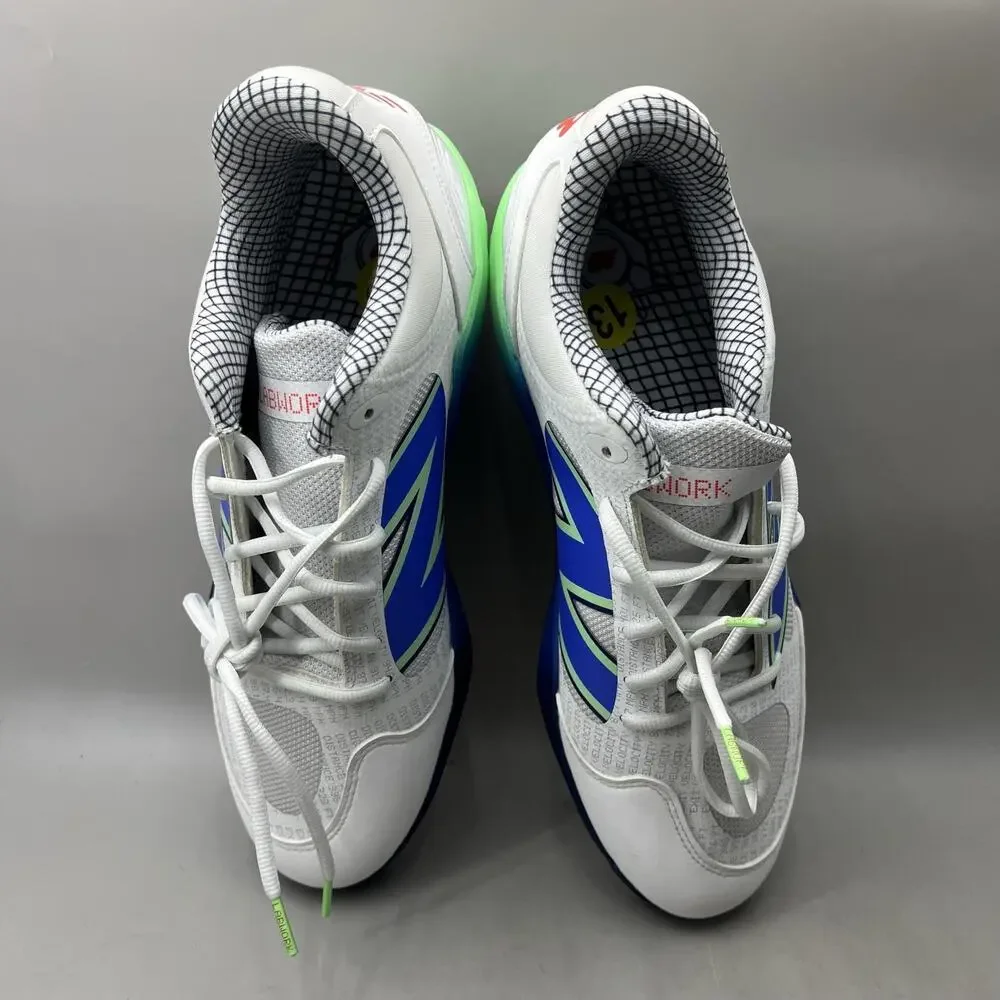 New Balance 3000v7 Baseball Metal Cleats Men Size 13 D White Blue Green Shoe NEW